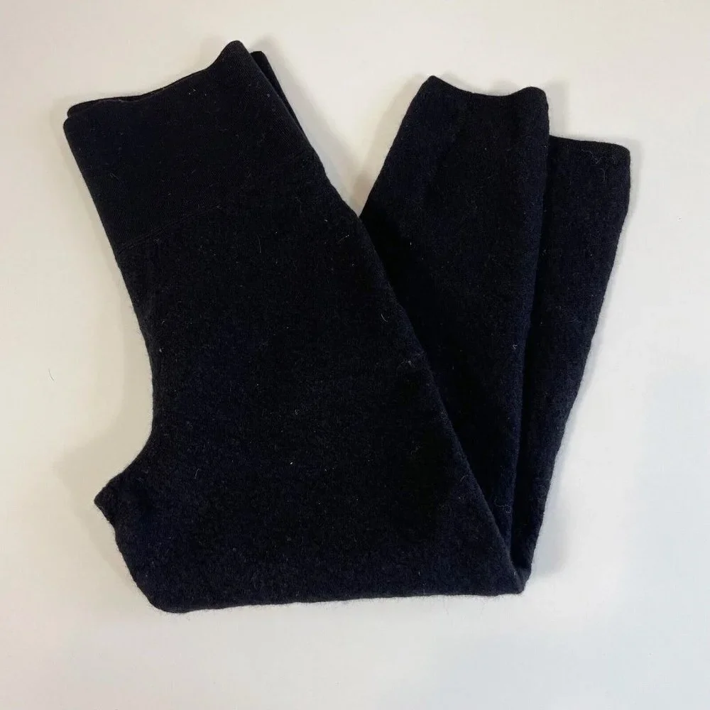 Something Navy Womens Wool‎ Cigarette Cropped Trouser Black XS High Rise Fleece